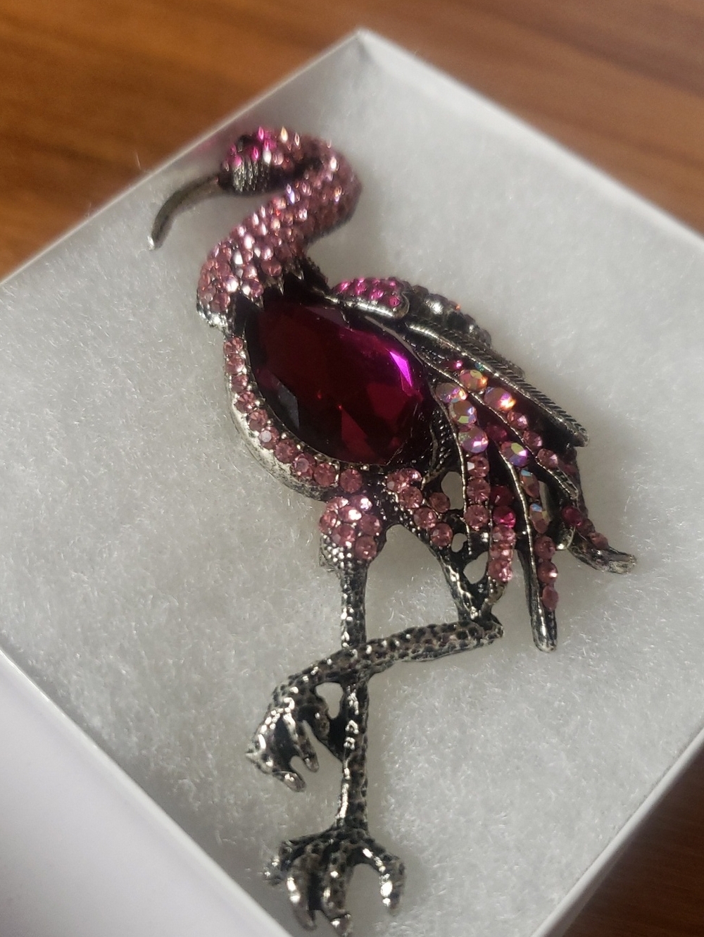 Pink Crystal Flamingo Brooch/Pendant